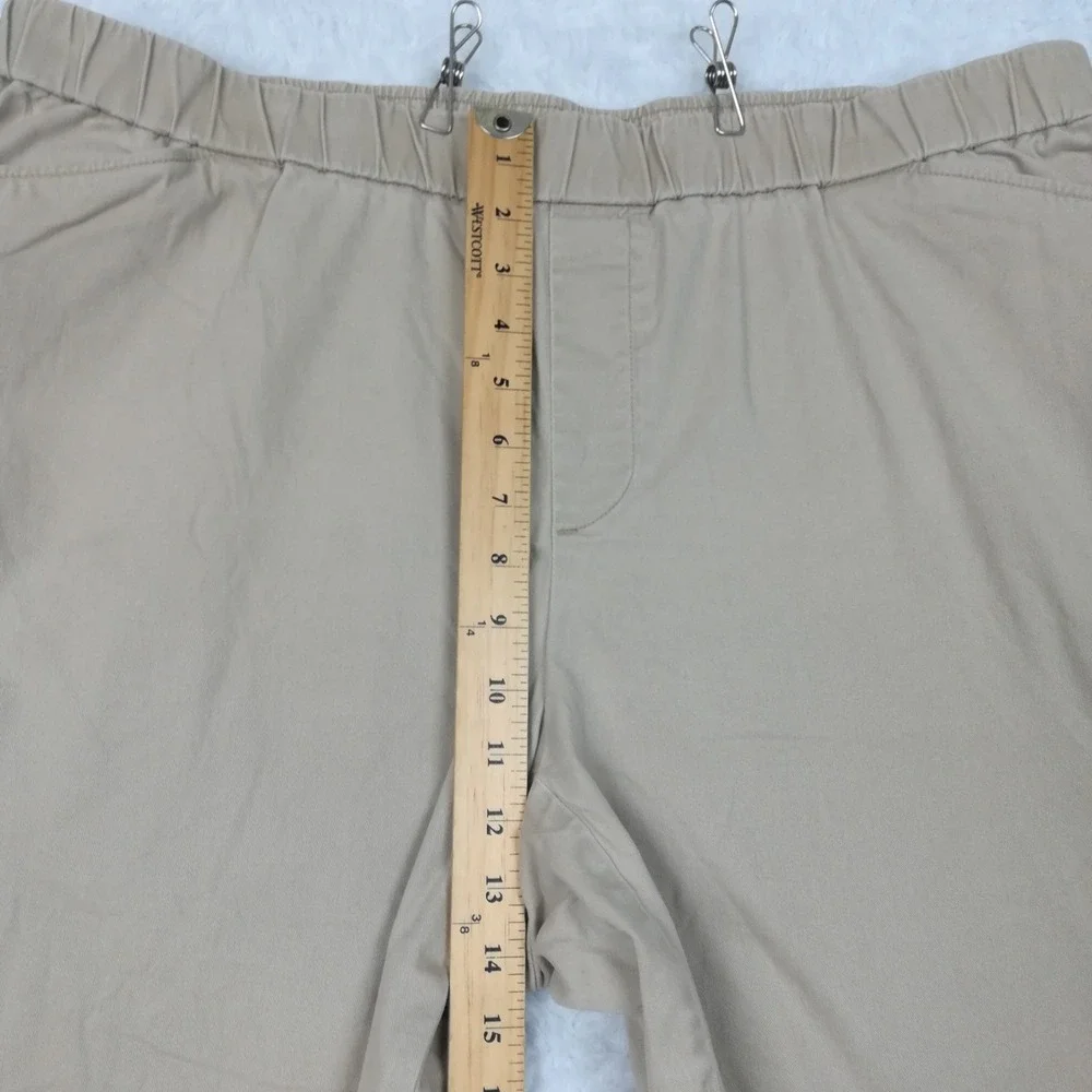 Lands End Womens Pants Capri Mid Rise Beige Pull On Elastic Waistband Plus 20W